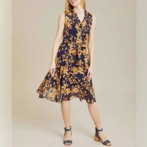 Nanette Lepore Navy and Tan Floral Mini Dress